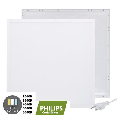 LED PANEEL BACK-LIT 60X60CM UGR-19 MET EUROSTEKKER 30W CCT-SWITCH