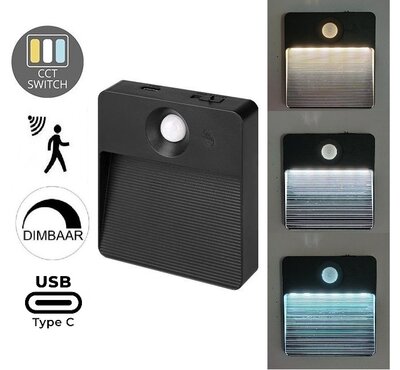LED ACCU WANDLAMP POLI SENSOR DIMBAAR CCT-SWITCH
