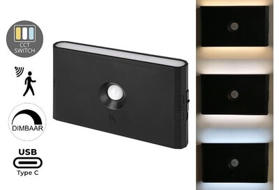 LED ACCU WANDLAMP WOLF SENSOR DIMBAAR CCT-SWITCH