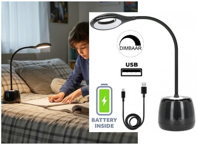 LED BUREAULAMP LUSIA USB 5V/DC 5W 180LM ZWART