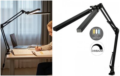 LED BUREAULAMP TENUIX DUO 14W 1400LM CCT-SWITCH ZWART