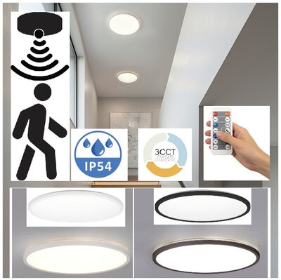 LED PLAFONDLAMP NIVERA MET SENSOR & REMOTE IP54 12W 1200LM 3CCT